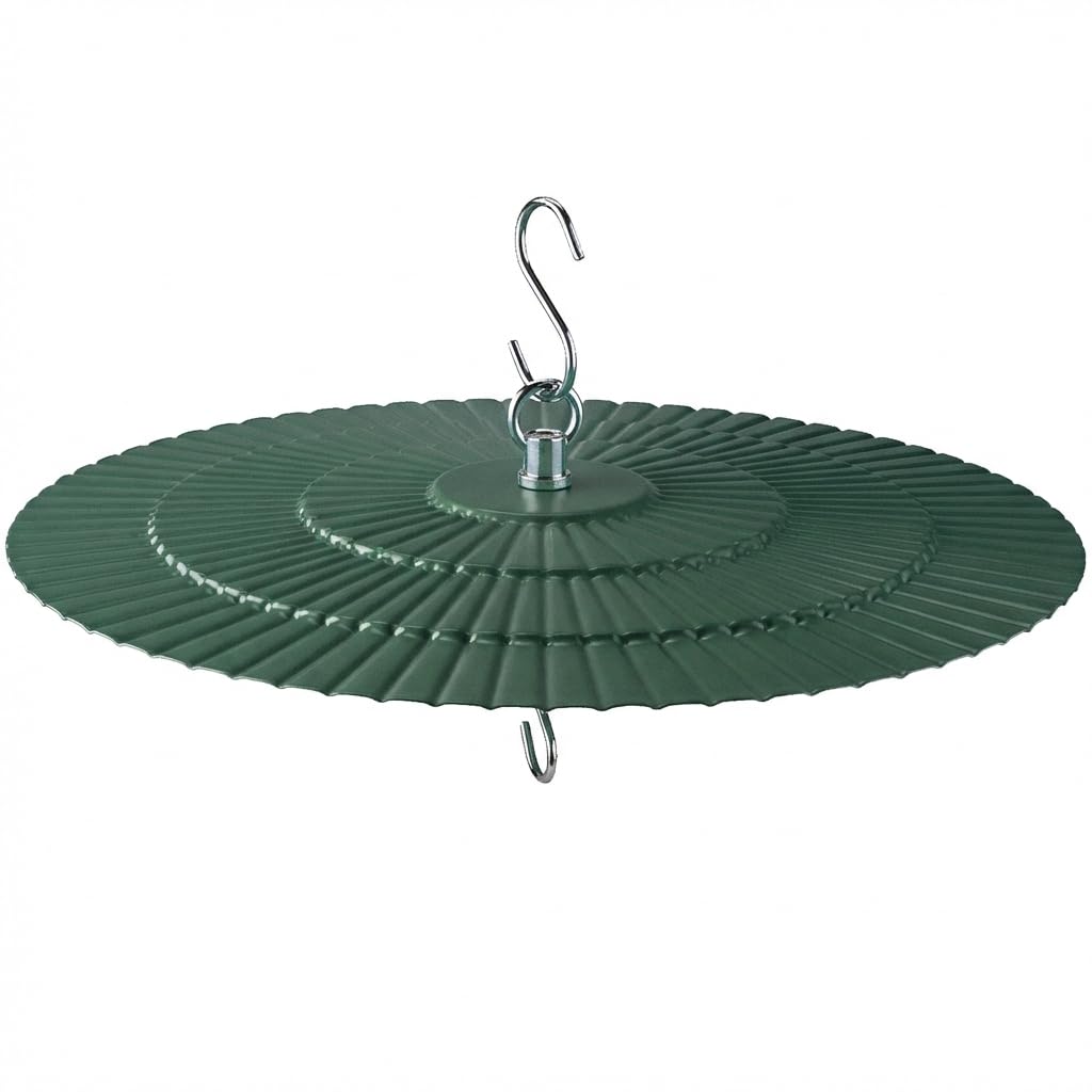 Eyrosa 11.5" Metal Bird Feeder Rain Guard in green front view