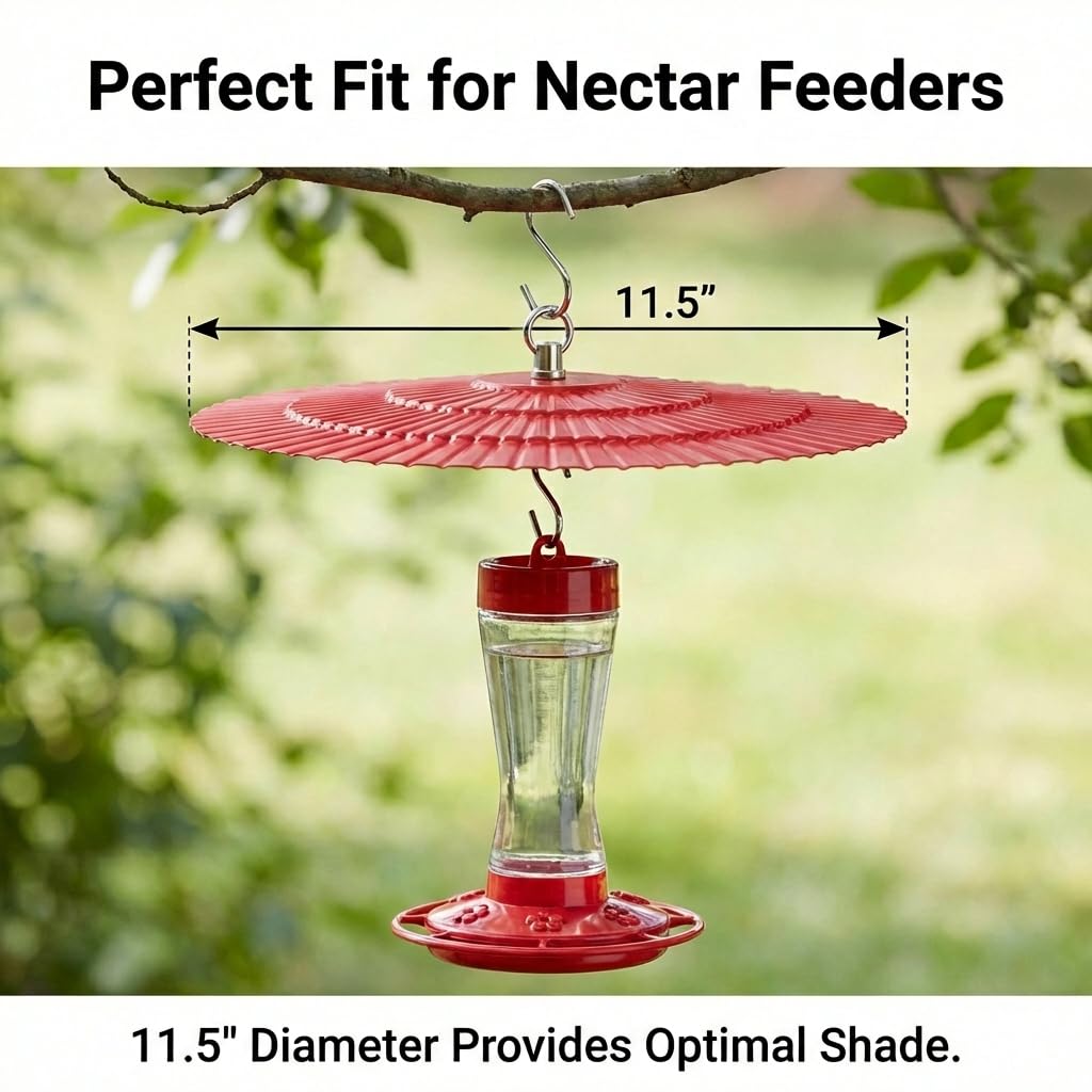 Eyrosa 11.5" Metal Bird Feeder Rain Guard Red packaging