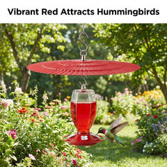 Eyrosa 11.5" Metal Bird Feeder Rain Guard Red side view