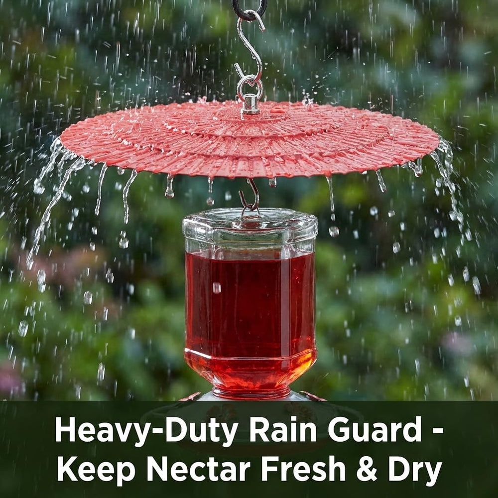 Eyrosa 11.5" Metal Bird Feeder Rain Guard Red with hanging hook