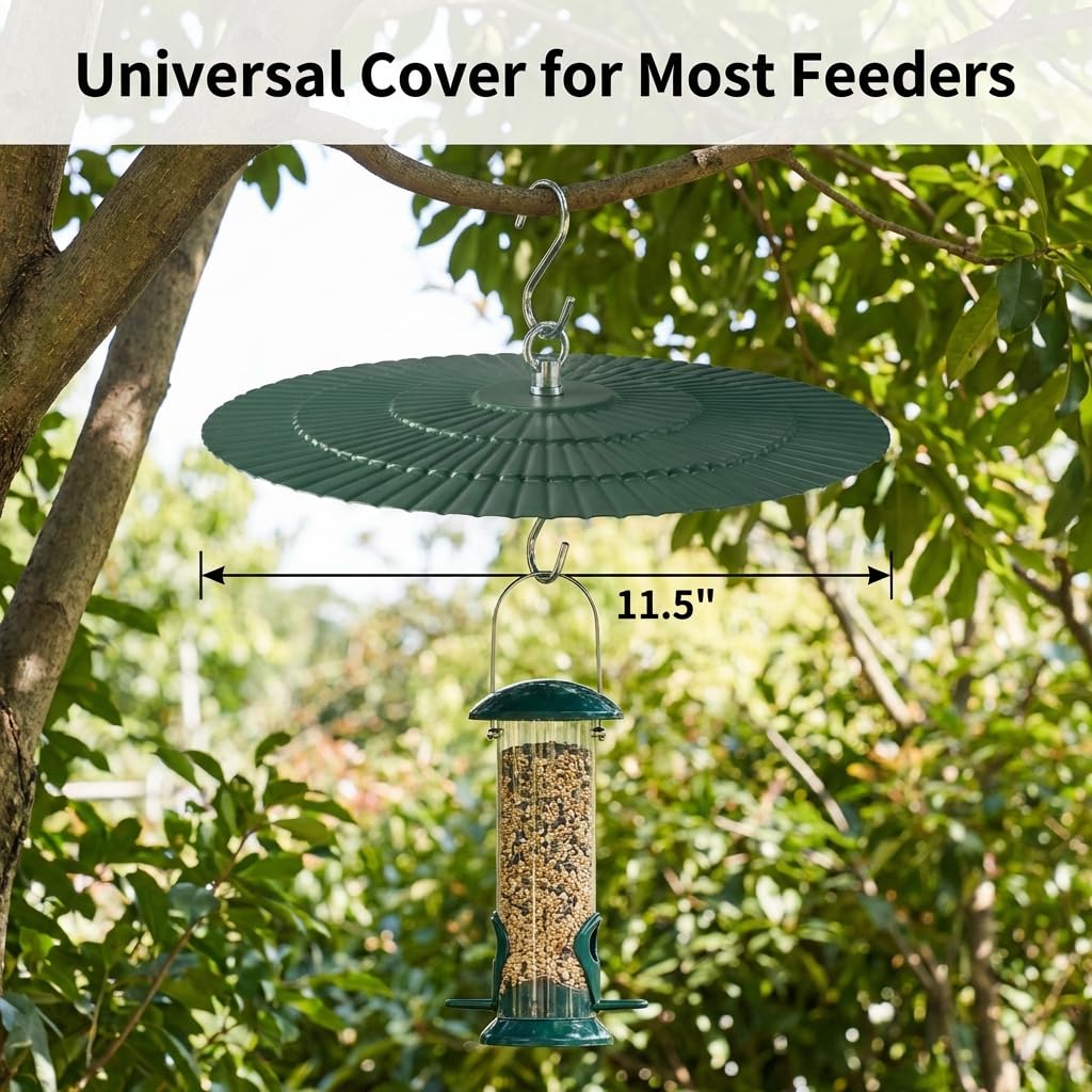 Eyrosa 11.5" rain guard blending with garden foliage