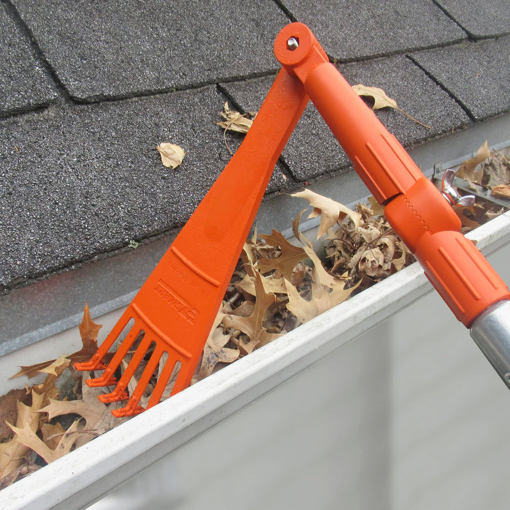EZ SMART Mini Gutter Rake front view, orange color