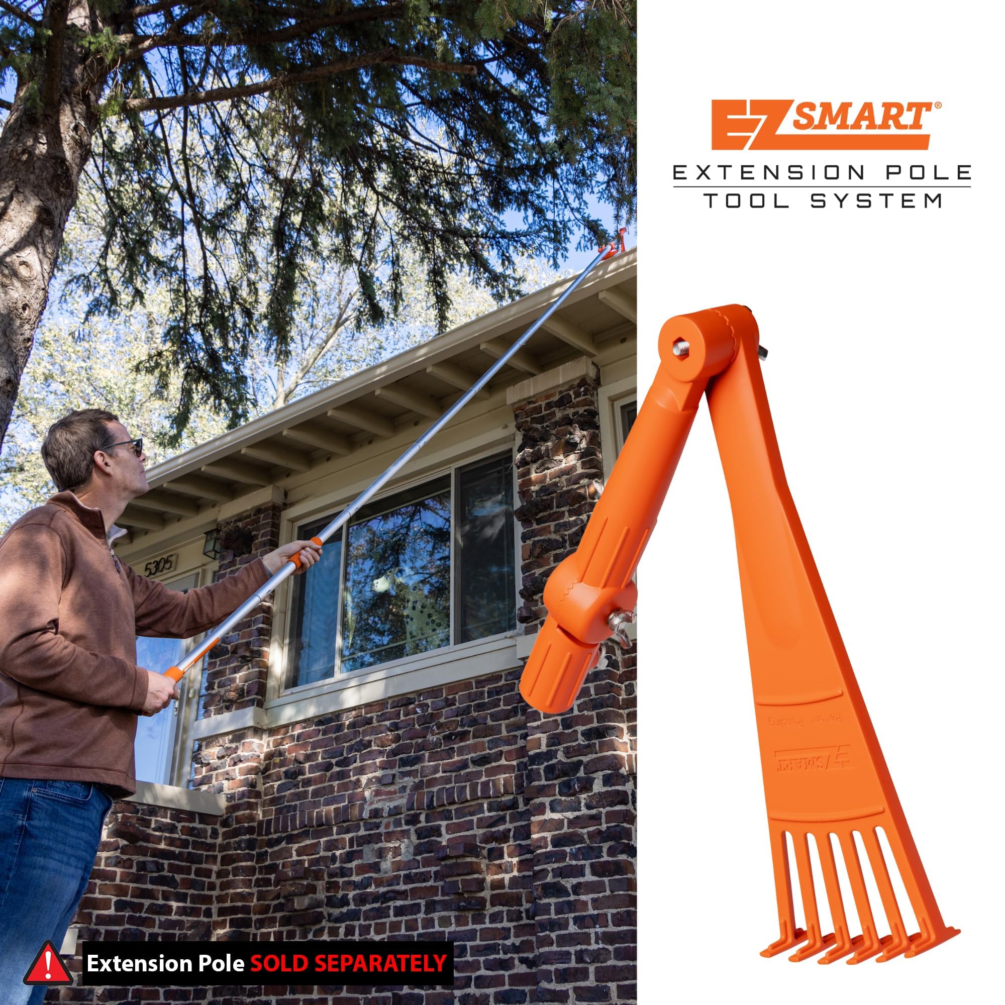 EZ SMART Mini Gutter Rake with leaves and debris