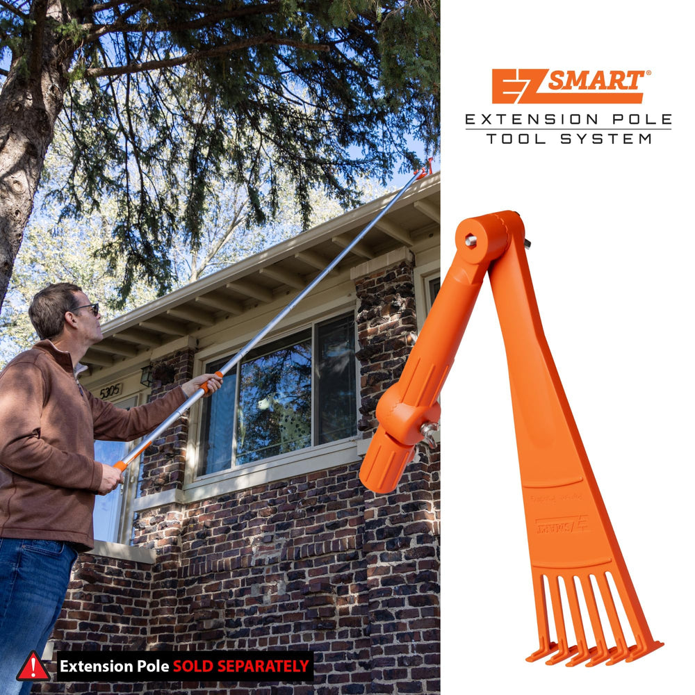 EZ SMART Mini Gutter Rake with leaves and debris