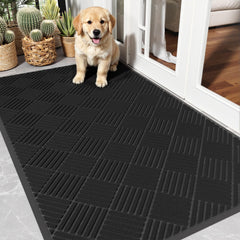 EZ2LIVE Front Door Mat 3'x5' black diamond design front view
