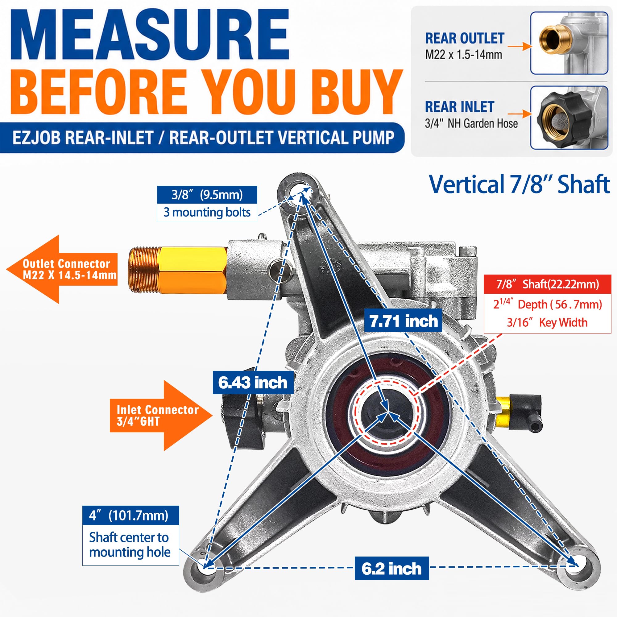 EZJOB Pressure Washer Pump Replacement top view