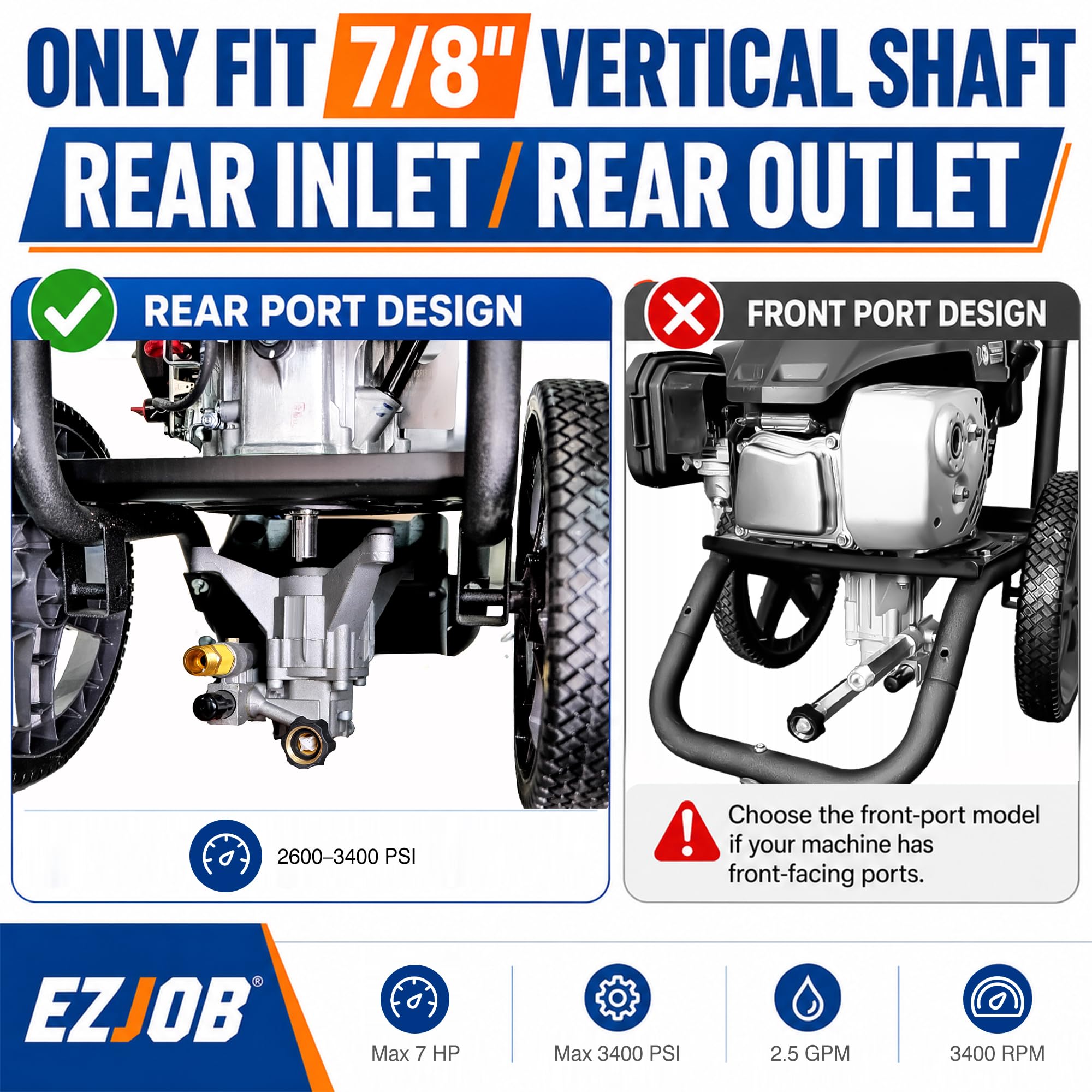 EZJOB Pressure Washer Pump with M22 outlet and copper nut