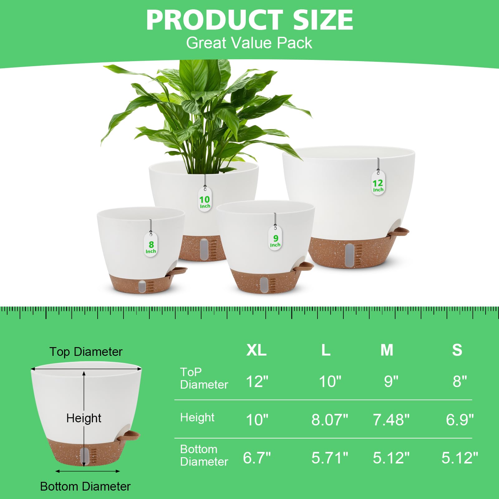 Ezmixcoop 10-inch self watering pot with removable reservoir