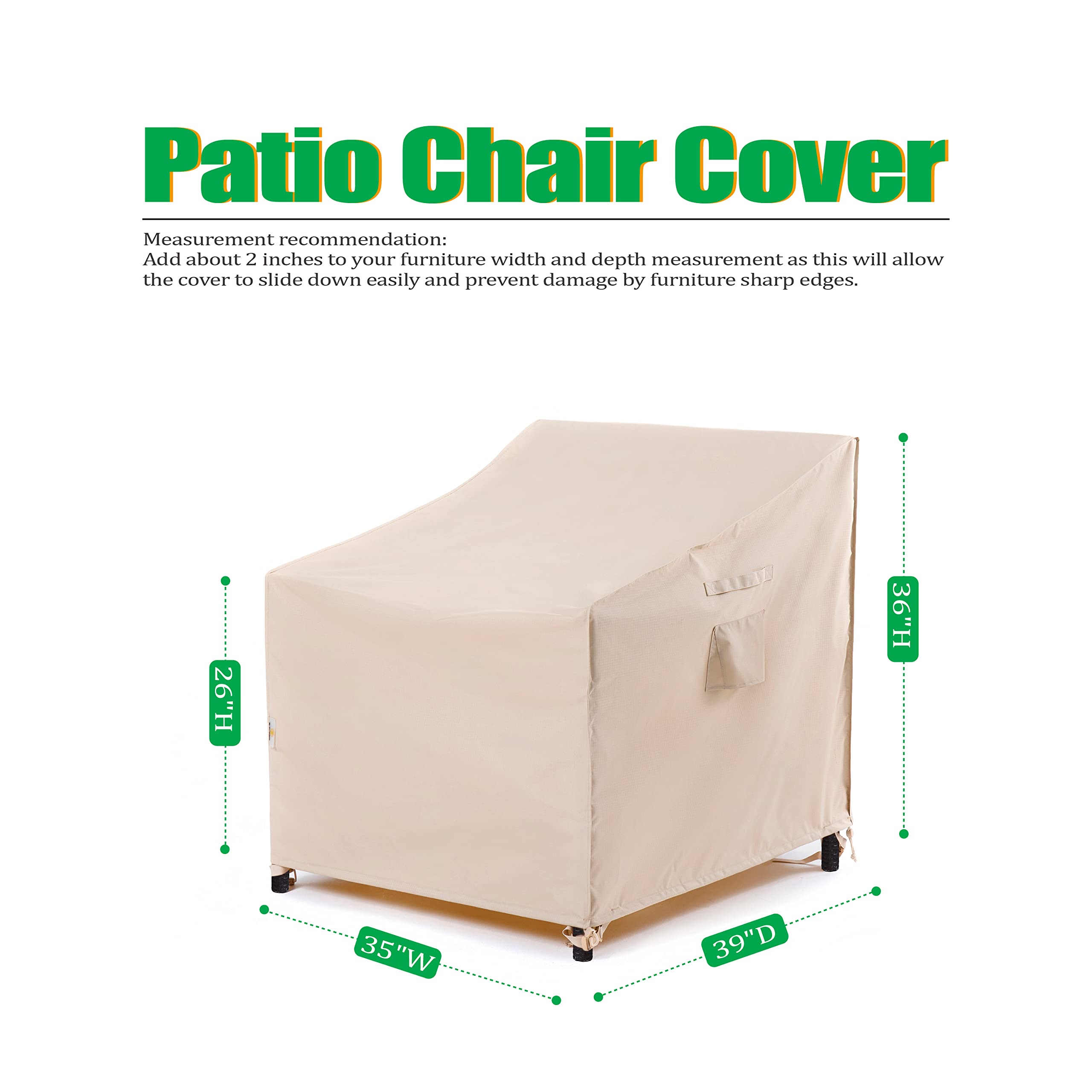 F&J Outdoors patio chair cover beige side view