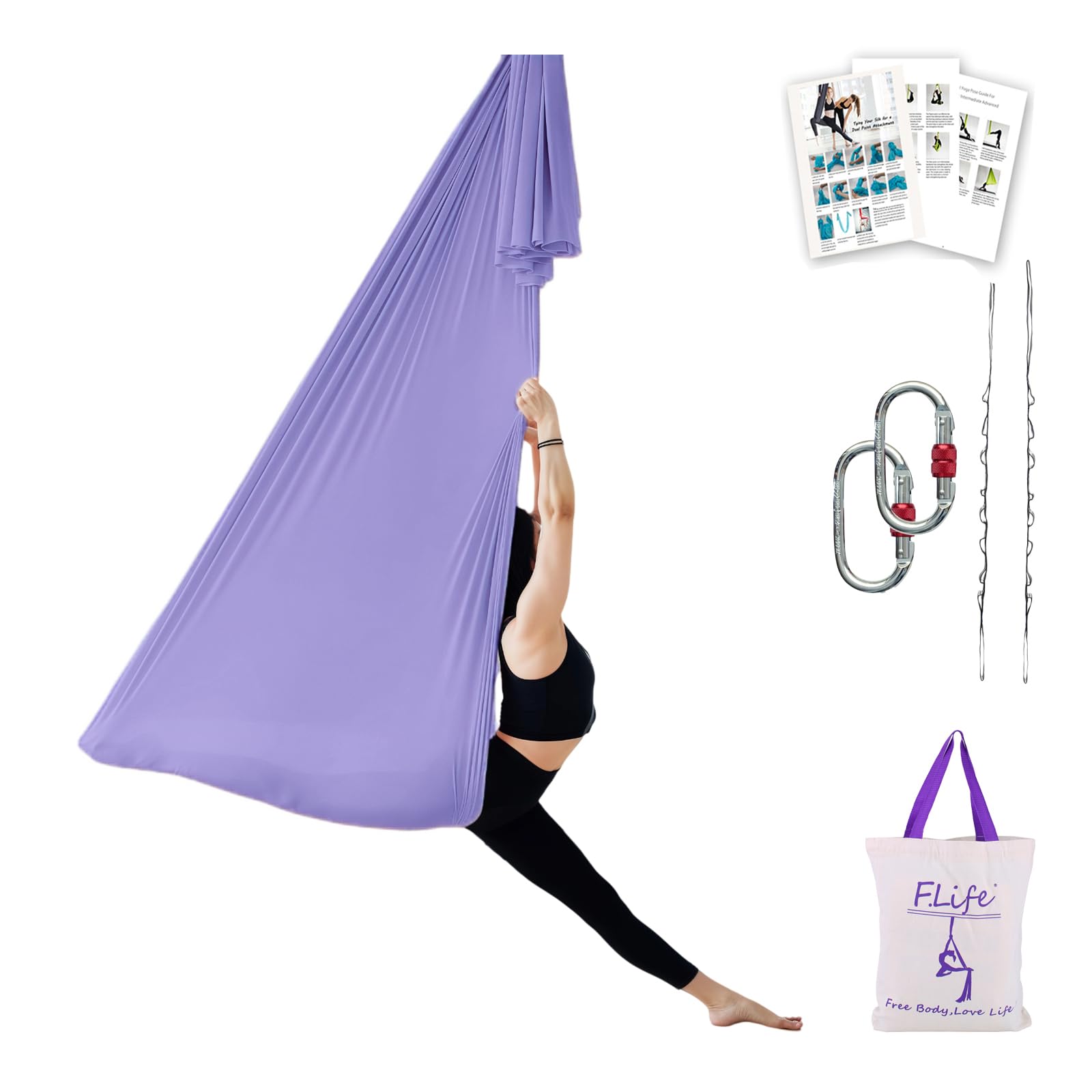 F.Life Aerial Yoga Hammock 5.5 yards in lavender colour