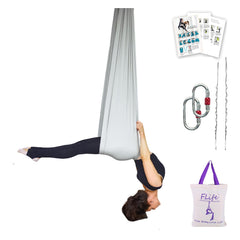 F.Life Aerial Yoga Hammock 5.5 yards in silver, front view