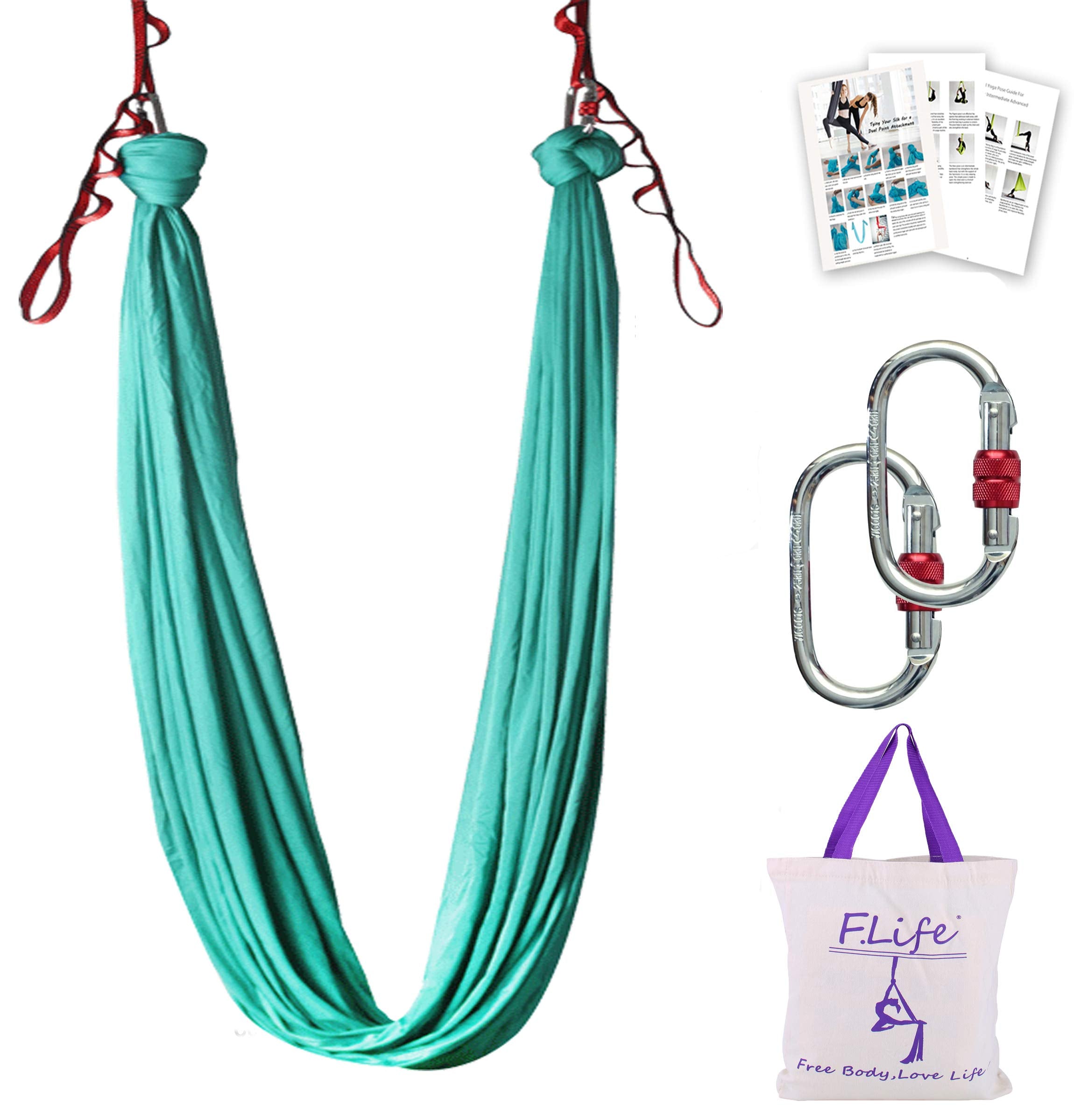 F.Life Aerial Yoga Hammock 5.5 yards in turquoise color front view