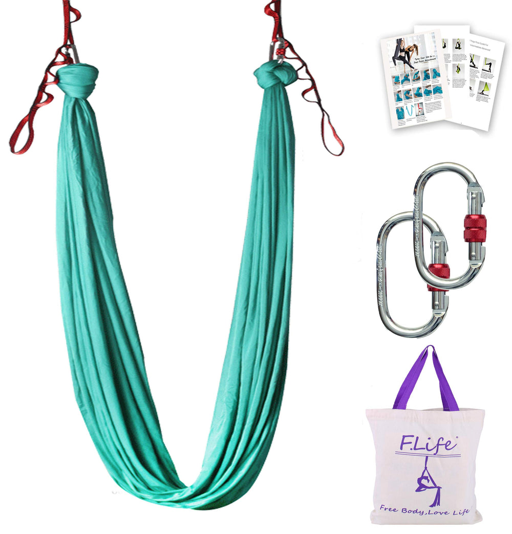 F.Life Aerial Yoga Hammock 5.5 yards in turquoise color front view