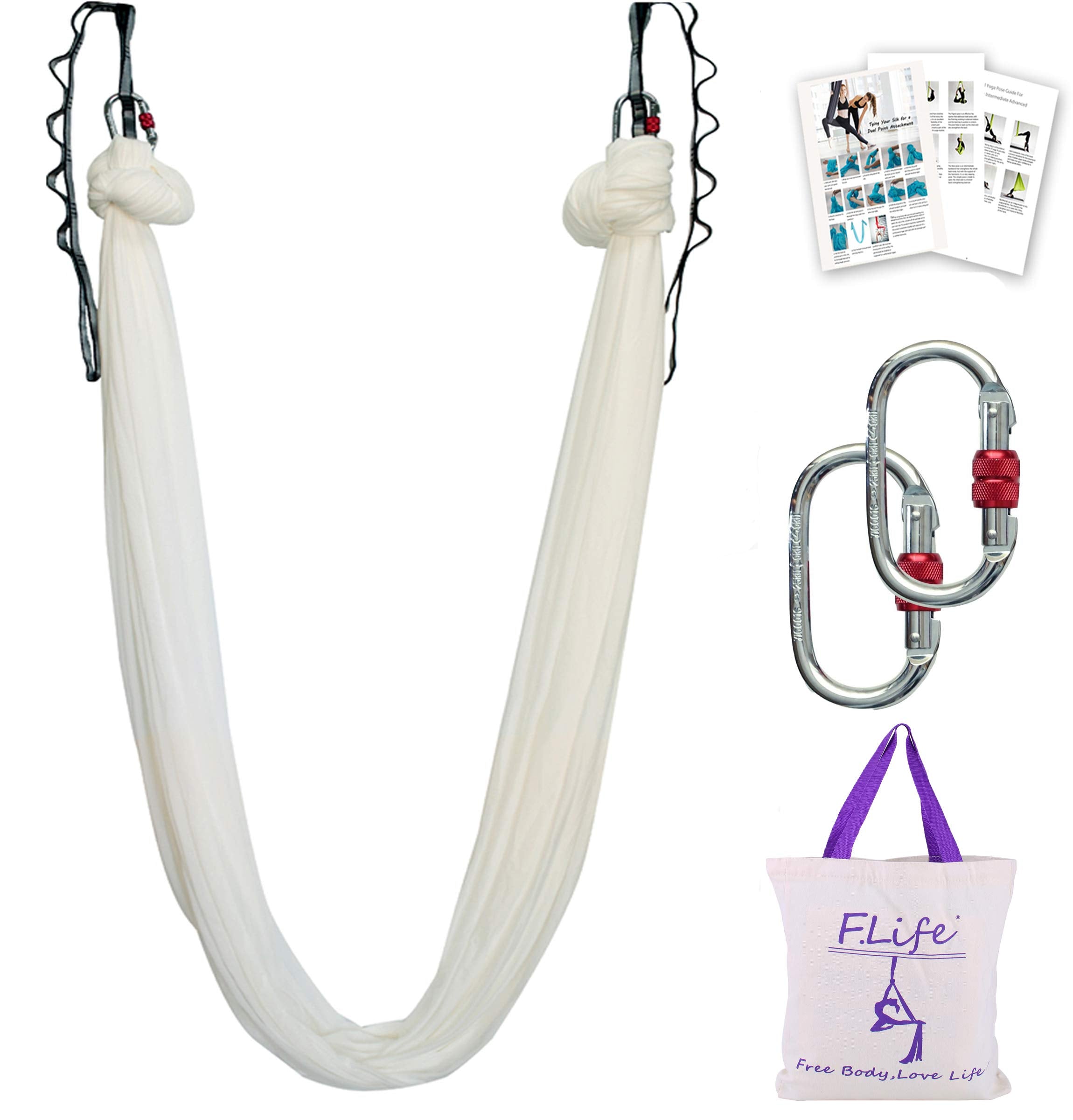 F.Life Aerial Yoga Hammock 5.5 yards in white, front view