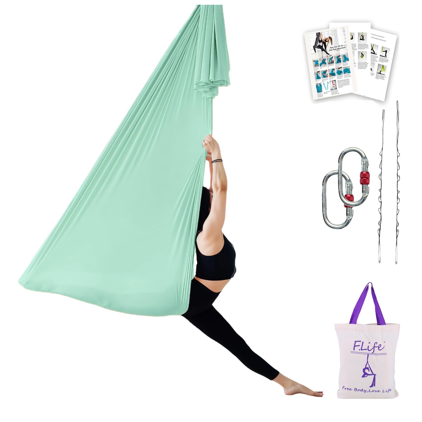 F.Life Aerial Yoga Hammock light green front view