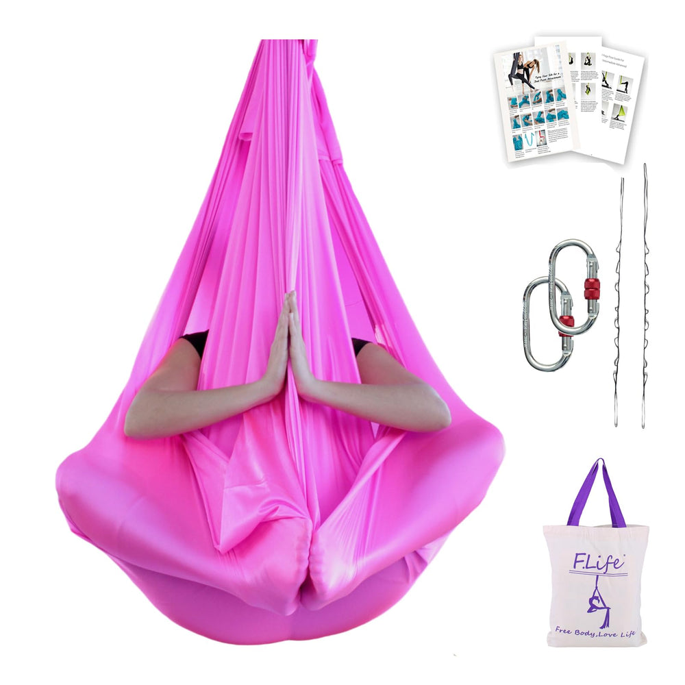 F.Life Premium Aerial Yoga Hammock hot pink front view