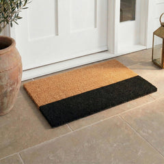 FAB HAB Modern Extra Thick Coir Doormat front view 18" x 30" in Black Belt