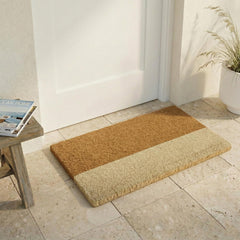 FAB HAB Modern Neutral Doormat front view with ivory belt