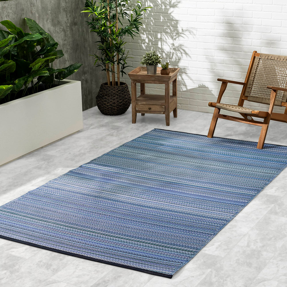 FAB HAB Outdoor Rug 3' x 5' Cancun Indigo front view