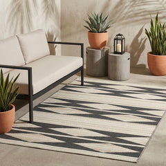 FAB HAB Outdoor Rug 3' x 5' in Cairo Natural and Black front view