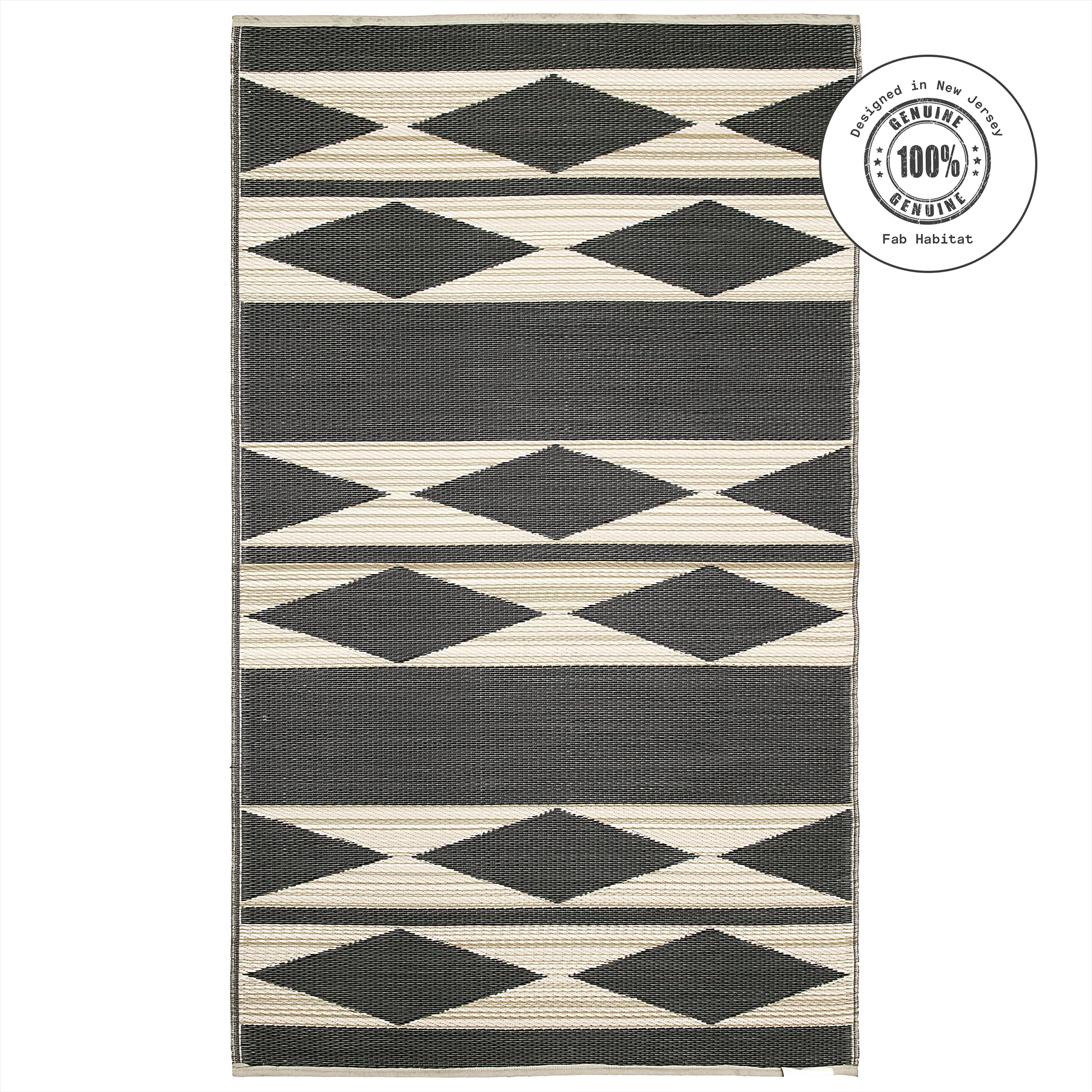 FAB HAB Outdoor Rug rolled up with elastic bands for storage