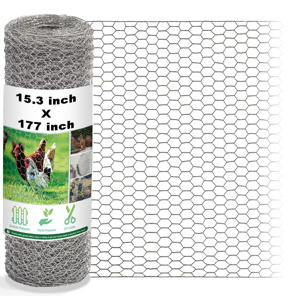 Fabulas Chicken Wire Fencing Mesh 15.3 x 177 inches front view