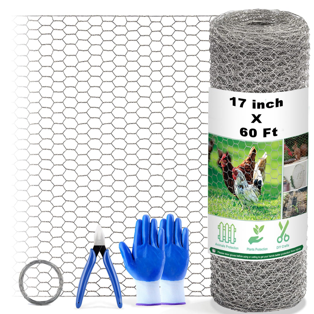 Fabulas Chicken Wire Fencing Mesh roll 17in x 60ft, silver
