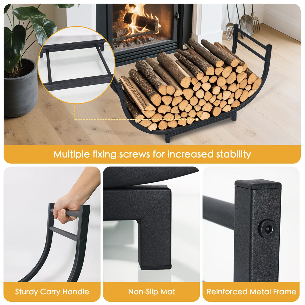 facka 30 Inch Firewood Rack in a garden setting