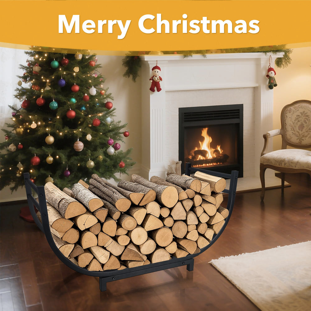 facka 30 Inch Firewood Rack side view showing curved design