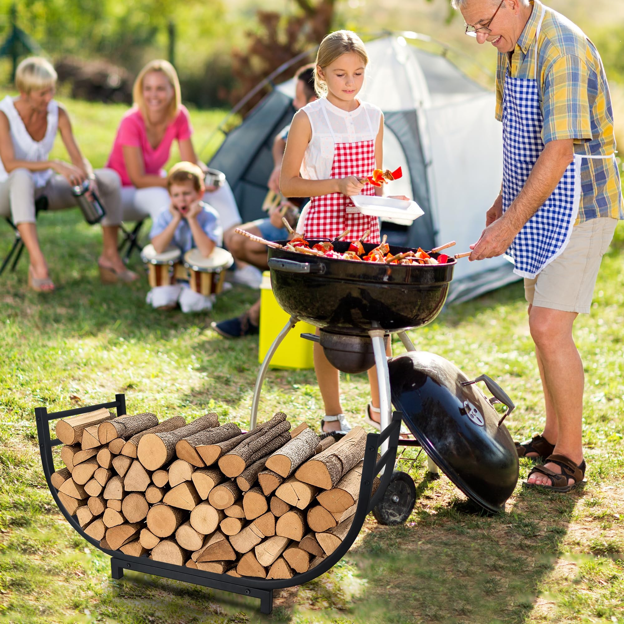 facka 30 Inch Firewood Rack with logs being loaded