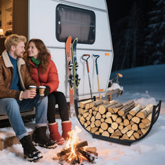 facka 30 Inch Firewood Rack with stacked firewood