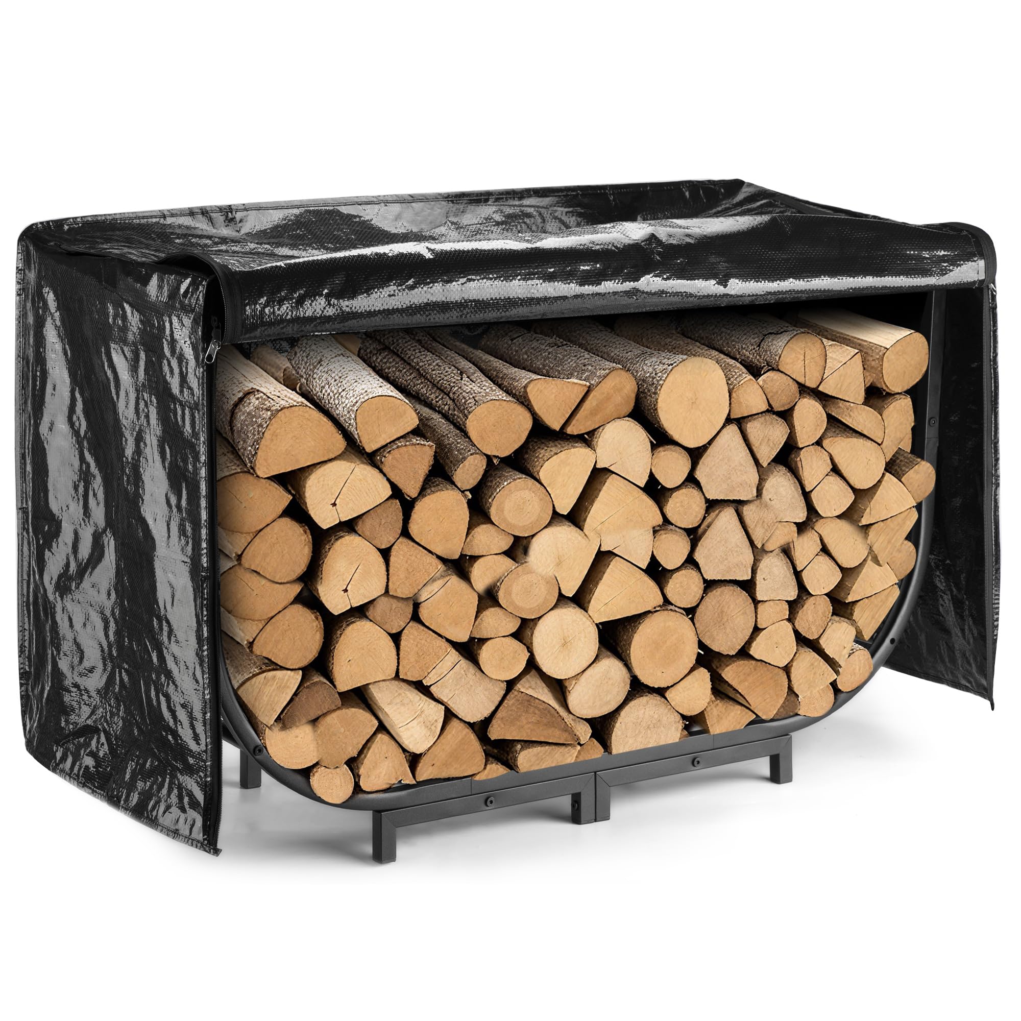 facka 40 Inch Firewood Rack front view with cover