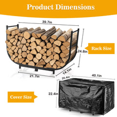 facka Firewood Rack side view showing black iron frame