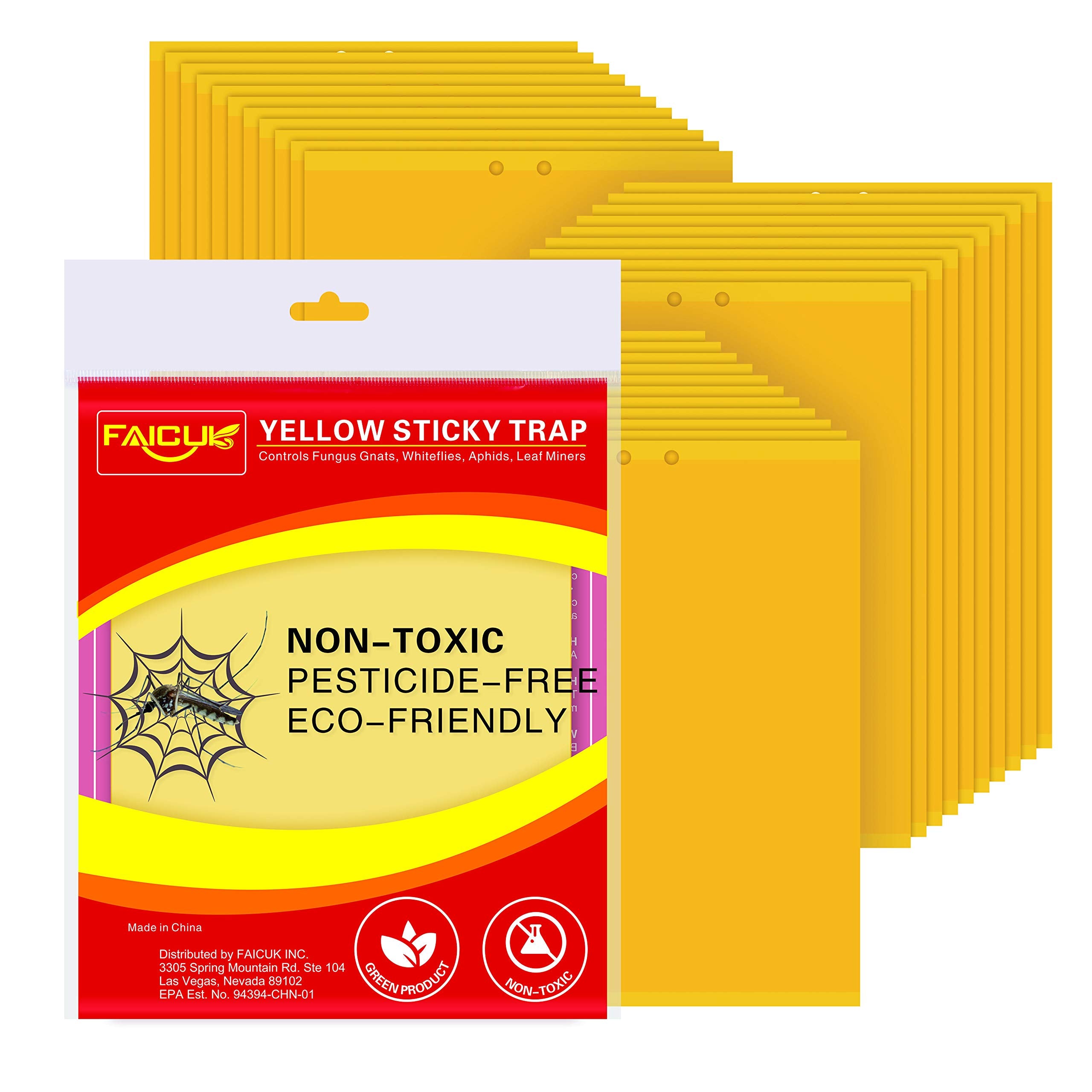 Faicuk Yellow Dual-Sided Sticky Fly Traps pack with 30 traps