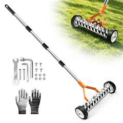 Failenfeivp Thatch Rake with 15.3-inch head and wheels, front view
