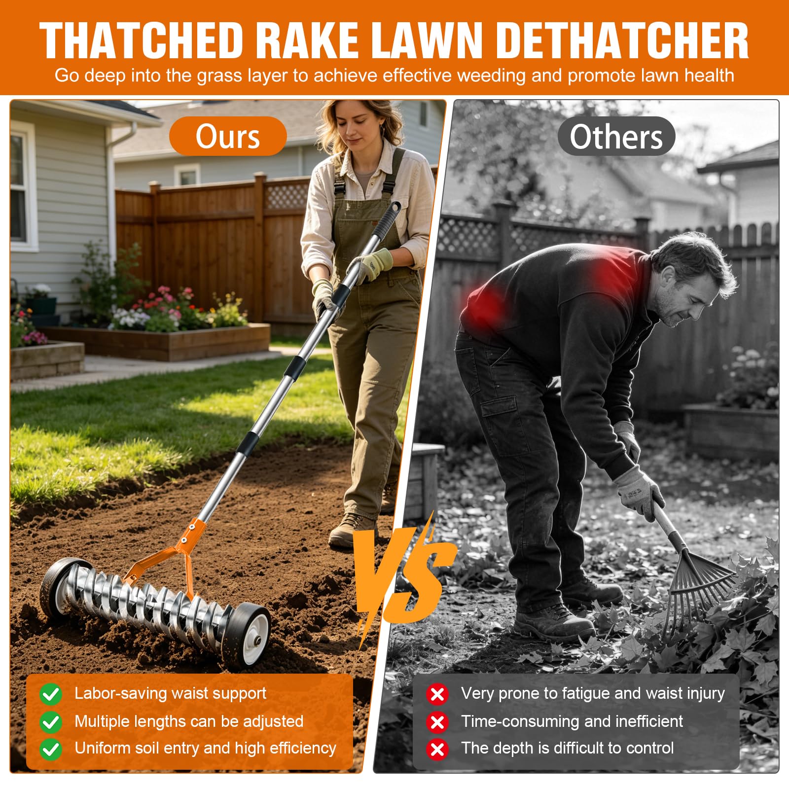 Failenfeivp Thatch Rake with gloves included in package