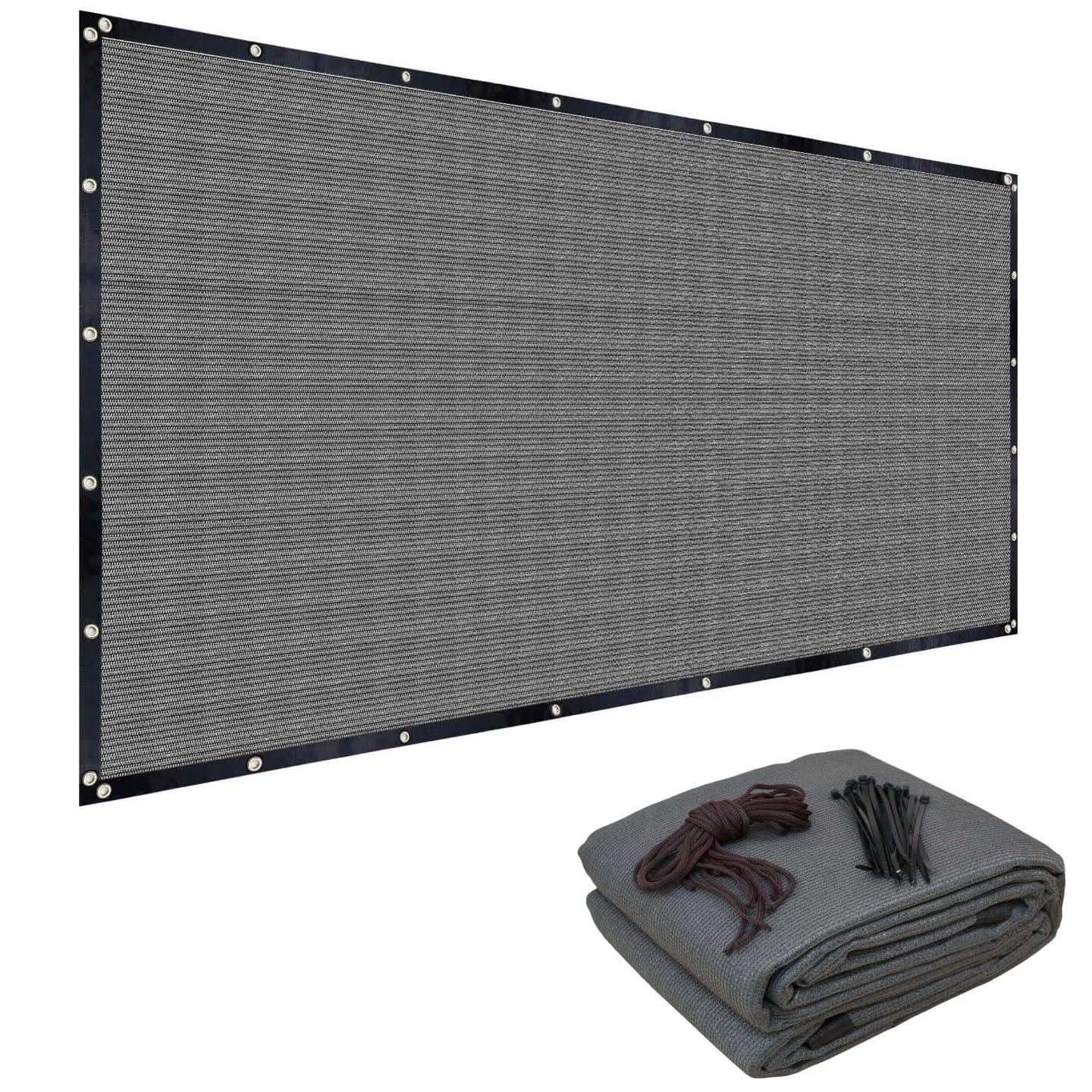 FAIR WIND 90% Sun Shade Cloth 10' x 12' grey front view