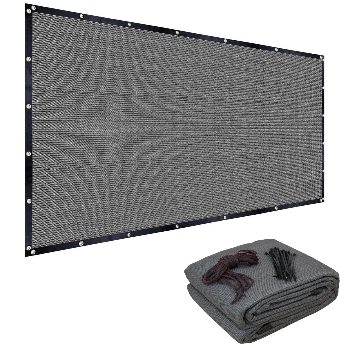 FAIR WIND 90% Sun Shade Cloth 10' x 12' grey front view