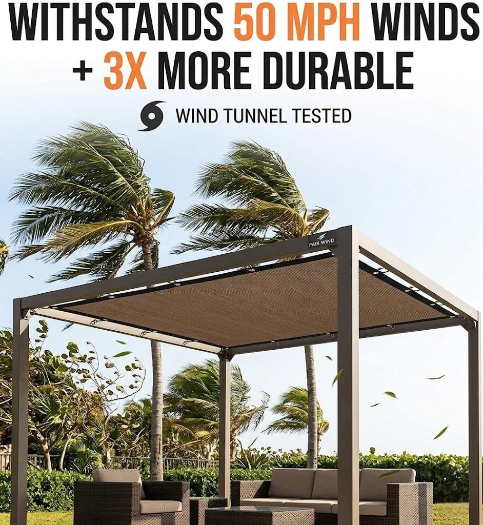 FAIR WIND Shade Cloth installation with ropes