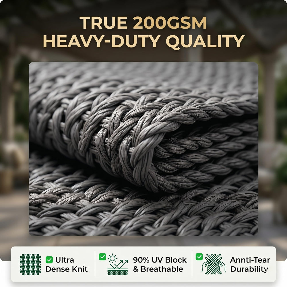 FAIR WIND shade cloth showing reinforced stitching