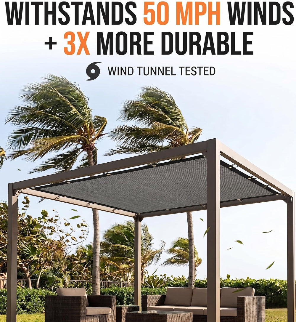FAIR WIND shade cloth with nylon ropes and cable ties