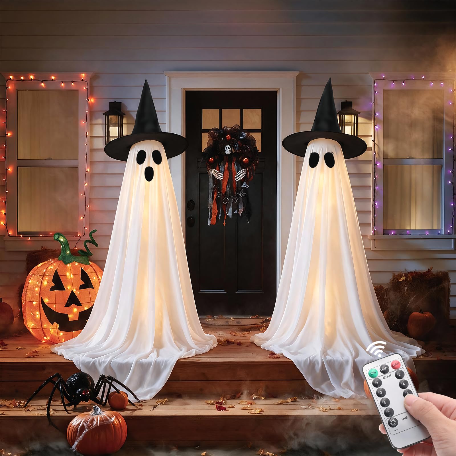 FairyGlim Halloween Ghost Decorations 5FT tall front view
