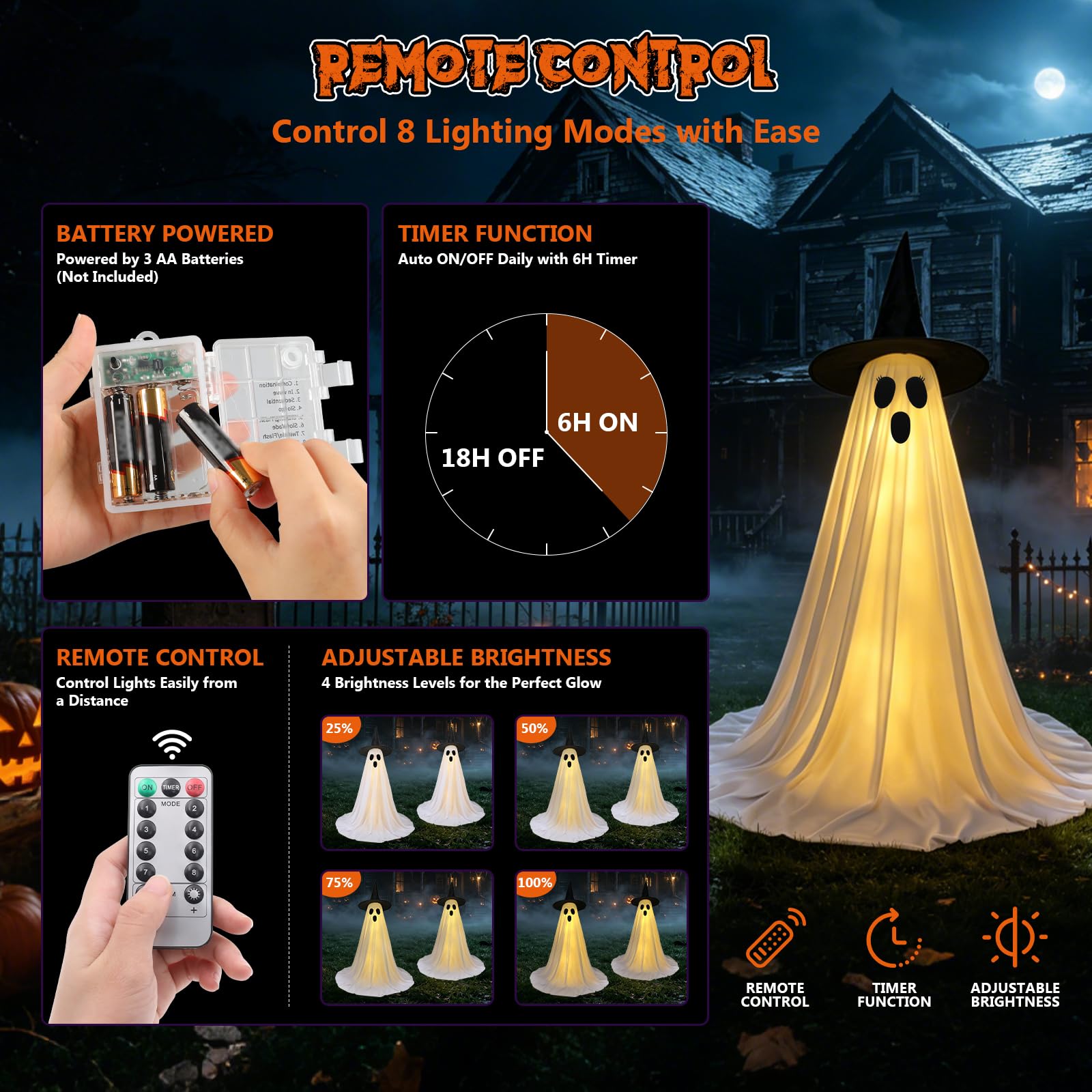 FairyGlim Halloween ghost in a spooky outdoor setting