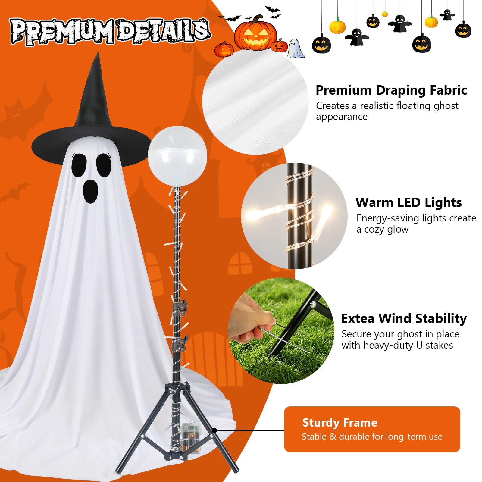 FairyGlim Halloween ghost with face stickers and accessories