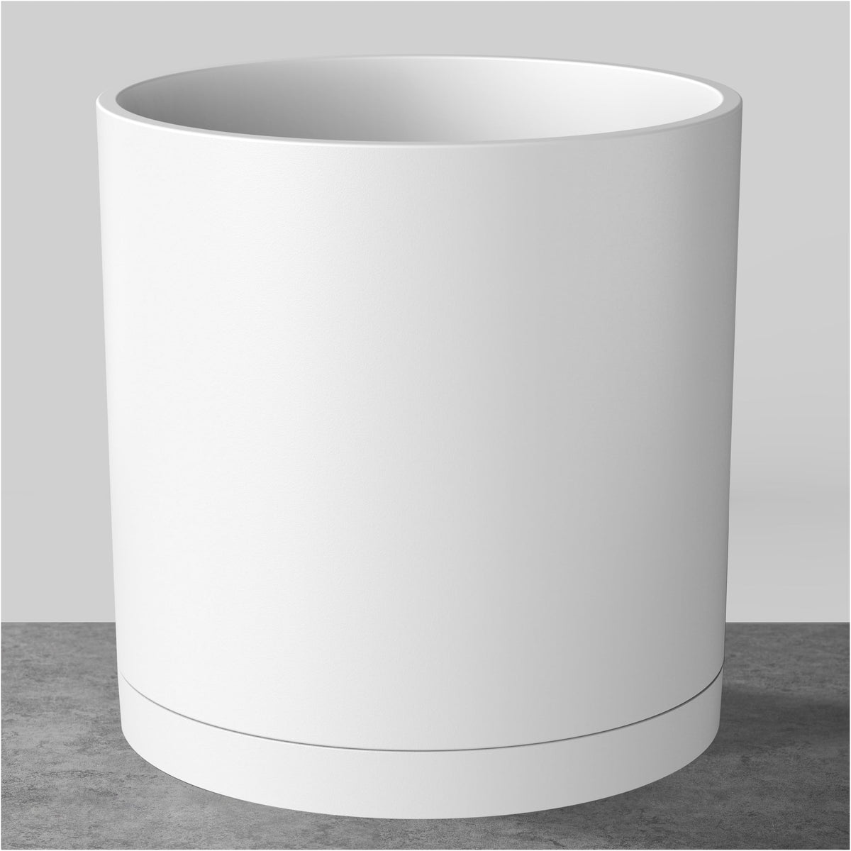 FaithLand 10-Inch Modern Cylinder Planter front view in matte white