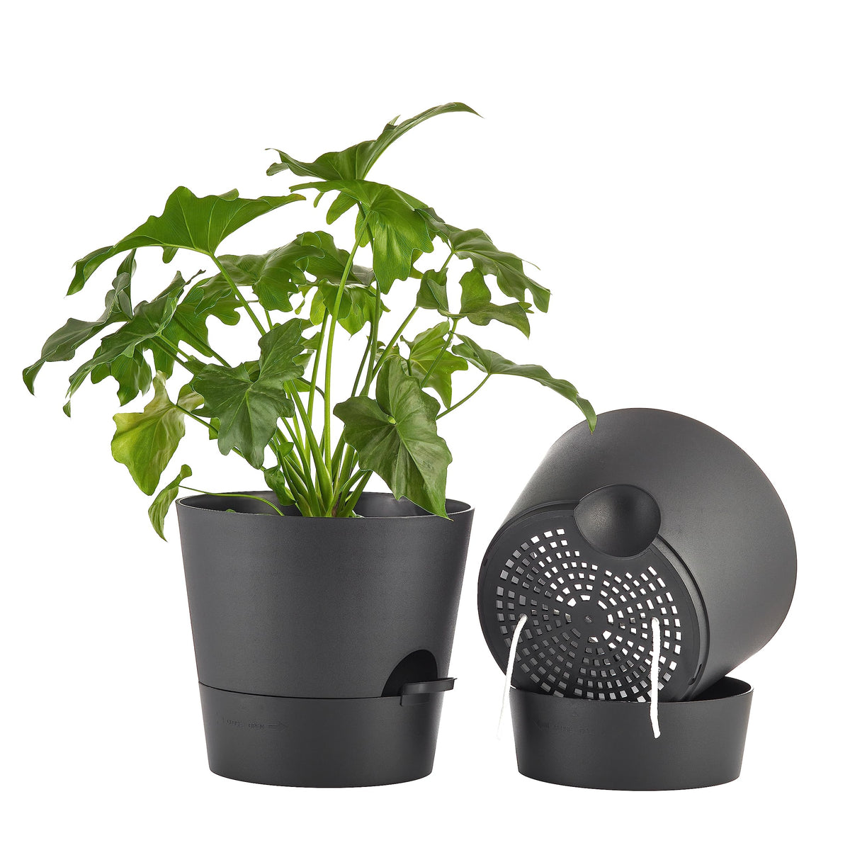 FaithLand 10 Inch self watering planter pot, black color
