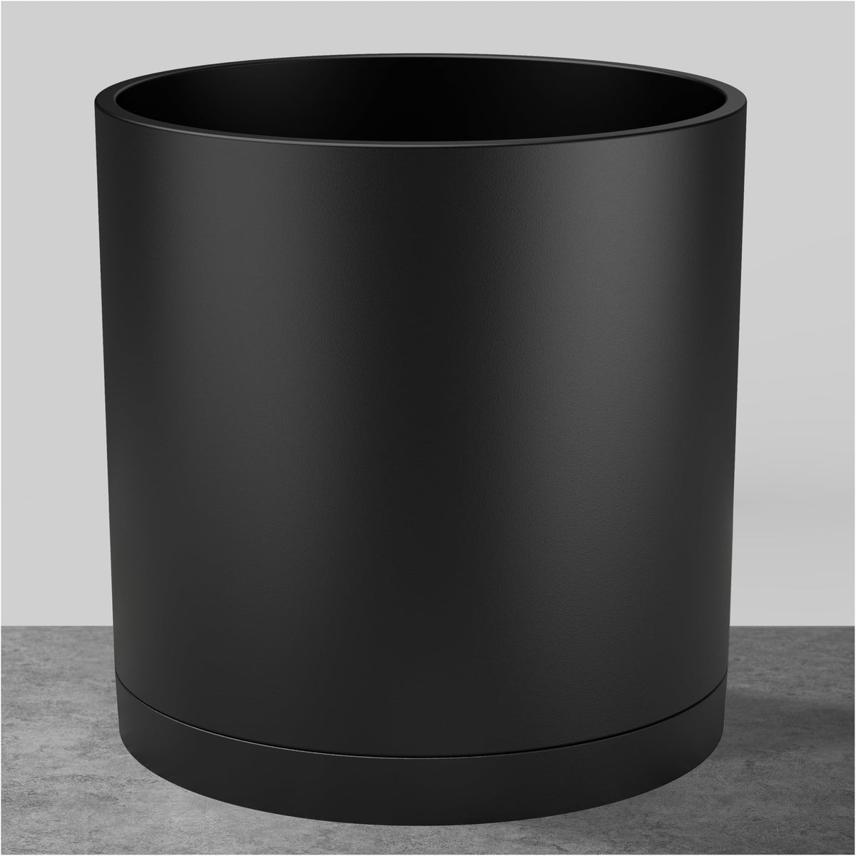 FaithLand 12-Inch Cylinder Planter front view in Matte Black