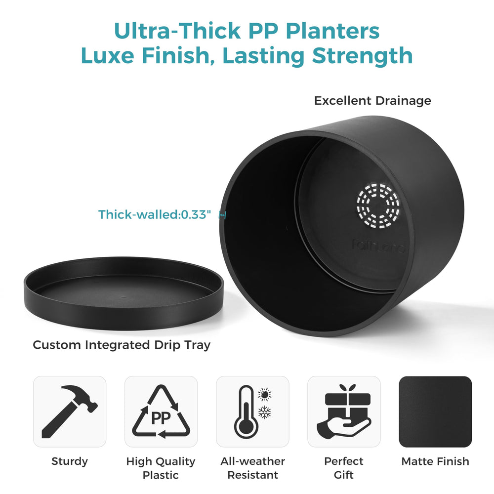 FaithLand 12-Inch Cylinder Planter with detachable saucer