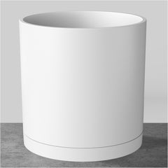 FaithLand 12-Inch modern cylinder planter in matte white front view