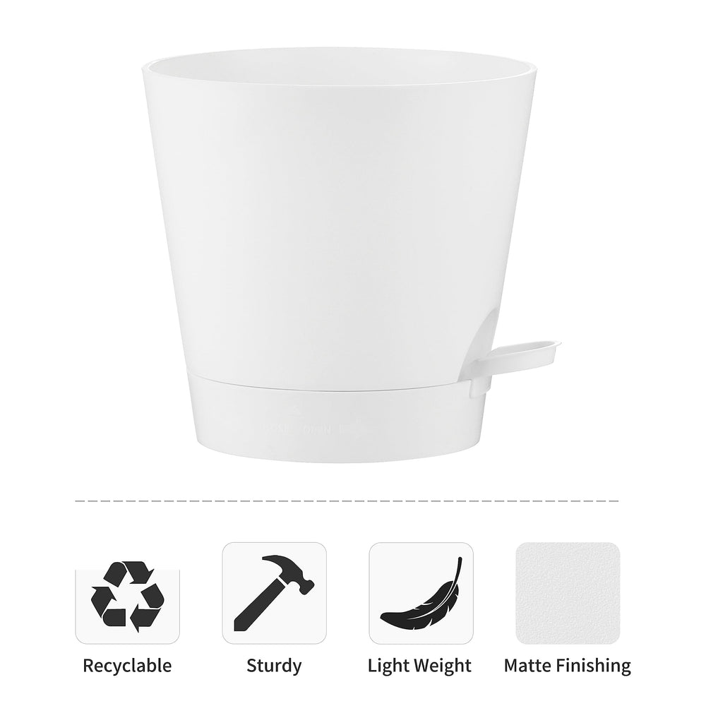FaithLand 8-inch planter pot with indoor plant setup